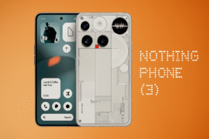 Nothing Phone 3 Smartphone with 6.7-inch Amoled 120Hz Display, snapdragon 8 Gene Processor, Android 15, Glyph Interface, and Dual-Camera Setup.