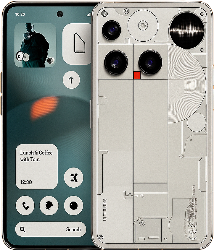 Nothing Phone 3 Smartphone with 6.7-inch Amoled 120Hz Display, snapdragon 8 Gene Processor, Android 15, Glyph Interface, and Dual-Camera Setup.