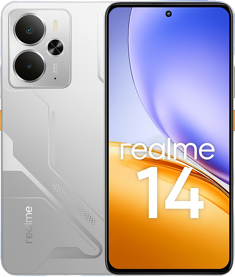 Realme 14 smartphone with 6.6-inch amoled display, snapdragon 7S Gene 2 Processor android 14 50MP Dual rear Camera, 16MP front Camera, 5000mAh battery, 67W fast charging and smooth 5G Connectivity.