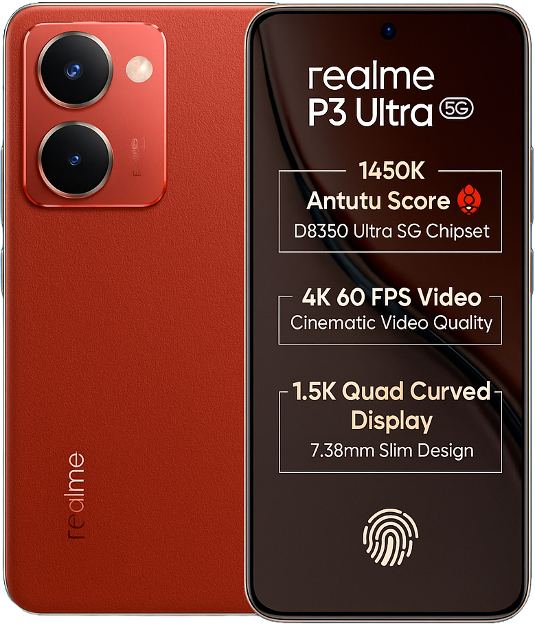 Realme P3 Ultra Smartphone Featuring 6.7-inch Amoled display, 120Hz Refresh Rate, android 14, Media tek dimensity Processor, 108MP Triple Rear Camera, 16 MP Selfie Camara,