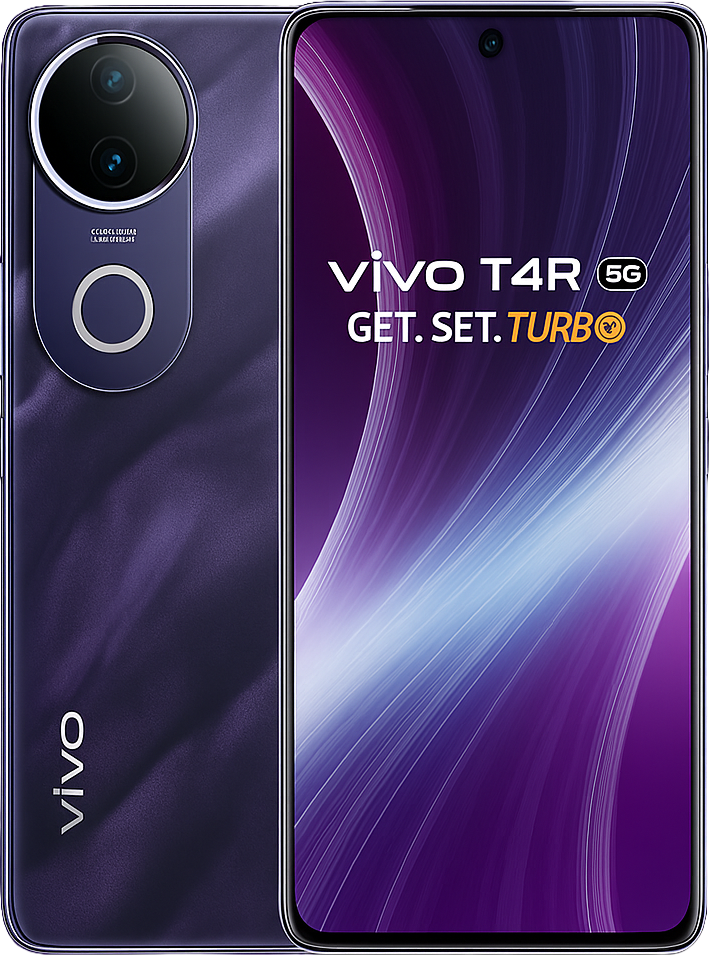 Vivo T4R smartphone with 6.7-inch Amoled 120Hz display, snapdragon processor, android 14 64MP Triple cameras And stylish smim Design.