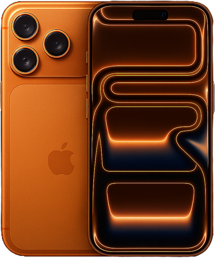 Apple iPhone 17 Pro Max with 6.9-inch Super Retina XDR OLED 120Hz display, Apple A19 Bionic chip, iOS 19, triple 48MP pro cameras, titanium body, 5000mAh battery, MagSafe wireless charging, and 5G connectivity.