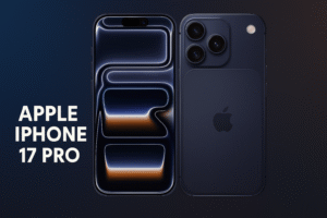 Apple iPhone 17 Pro with 6.7-inch Super Retina XDR OLED 120Hz display, Apple A19 Bionic chip, iOS 19, triple 48MP pro cameras, titanium frame, 4800mAh battery, MagSafe wireless charging, and 5G connectivity.
