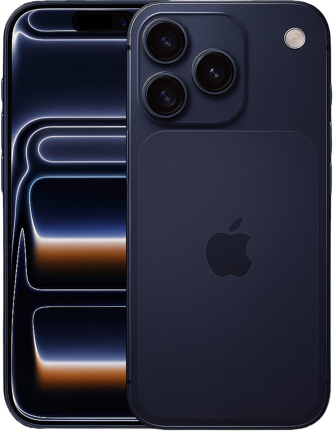 Apple iPhone 17 Pro with 6.7-inch Super Retina XDR OLED 120Hz display, Apple A19 Bionic chip, iOS 19, triple 48MP pro cameras, titanium frame, 4800mAh battery, MagSafe wireless charging, and 5G connectivity.