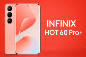 Infinix Hot 60 Pro+ smartphone features a 6.78-inch FHD+ display, MediaTek engine, Android 14, 108MP triple rear cameras, 5000mAh battery, rapid charging, and 5G connection.