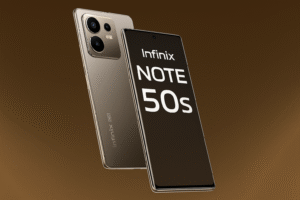 Infinix Note 50s smartphone with 6.7-inch FHD+display, Media Teck Processor, Android 14, 64MP Dual rear Camera, 5000mAh Battery with fast charging, and smooth 4G/5G connectivity.