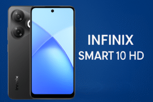 A 6.6-inch HD+ screen, a Unisoc processor, Android 13 (Go Edition), a 13MP rear camera, a 5000mAh battery, and 4G connectivity are all features of the Infinix Smart 10 HD smartphone.