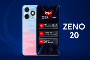 The Itel Zeno 20smartphone features a 6.6-inch HD+ display, Unisoc chipset, Android 13, dual back cameras, 5000mAh battery, and 4G connectivity.