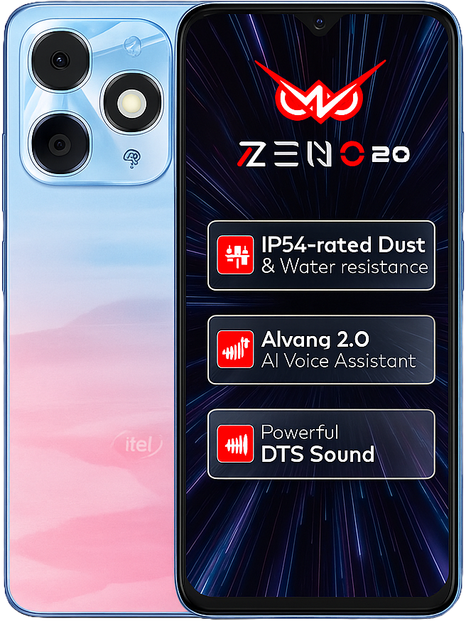 The Itel Zeno 20smartphone features a 6.6-inch HD+ display, Unisoc chipset, Android 13, dual back cameras, 5000mAh battery, and 4G connectivity.