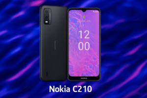 Nokia C210 smartphone with 6.3-inch HD+ display, Qualcomm Snapdragon 662 processor, Android 13, 13MP dual rear camera, 3000mAh battery, and 4G LTE connectivity.