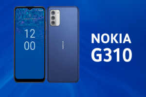 Nokia G310 smartphone with 6.6-inch HD+ display, Qualcomm Snapdragon 480+ 5G processor, Android 13, triple 50MP rear camera setup, 5000mAh battery, fast charging, and 5G connectivity.