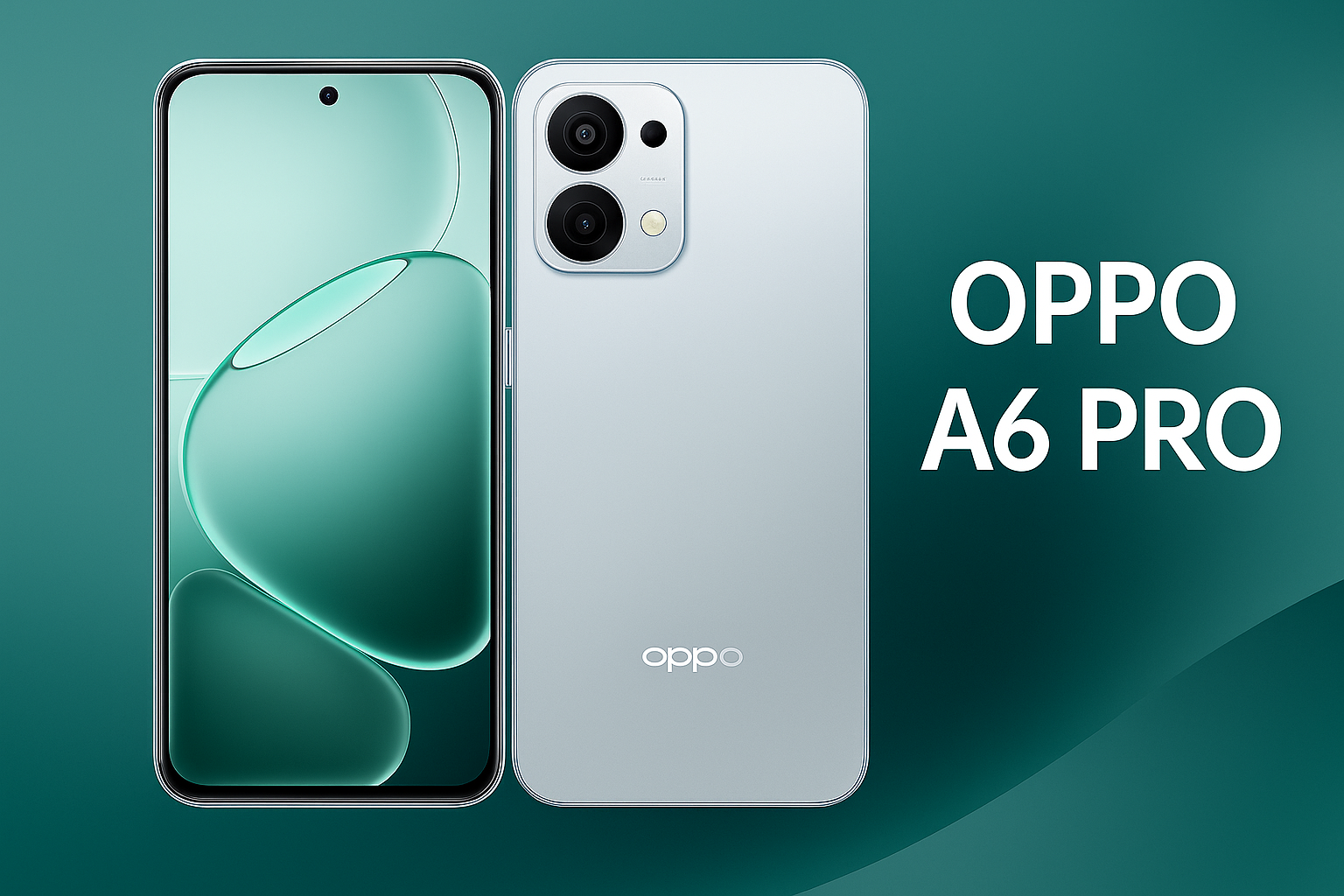 Oppo A6 Pro smartphone with 6.7-inch AMOLED 120Hz display, Snapdragon processor, Android 15, 12GB RAM, 256GB storage, 108MP OIS dual rear camera, 32MP selfie camera, 6000mAh battery with 80W fast charging, and premium 5G design.