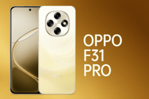 Oppo F31 Pro smartphone with a 6.7-inch AMOLED 120Hz display, powerful Snapdragon processor, dual 64MP OIS camera, 16MP selfie lens, 6000mAh long-lasting battery with 67W fast charging, and sleek 5G design.