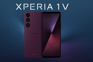Sony Xperia 1 V smartphone with 6.5-inch 4K OLED HDR display, Snapdragon 8 Gen 2 processor, Android 13, triple 48MP ZEISS cameras, 5000mAh battery, fast charging, and 5G connectivity.