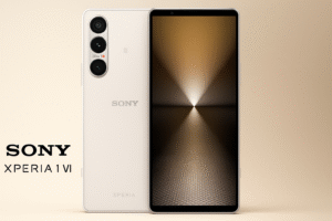 Sony Xperia 1 VI smartphone with 6.5-inch 4K OLED HDR display, Snapdragon 8 Gen 3 processor, Android 14, triple 48MP ZEISS cameras, 5000mAh battery, fast charging, and 5G connectivity.