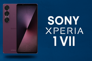 Sony Xperia 1 VII smartphone with 6.5-inch 4K OLED display, Snapdragon 8 Gen processor, Android 15, triple 48MP cameras with ZEISS optics, 5000mAh battery, fast charging, and 5G connectivity.