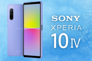 Sony Xperia 10 IV smartphone with 6.0-inch OLED display, Snapdragon 695 5G processor, Android 12, triple 12MP + 8MP + 8MP cameras, 5000mAh battery, fast charging, and 5G connectivity.