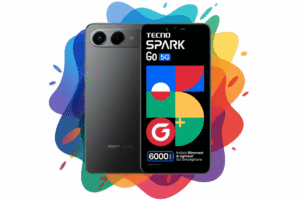 Tecno Spark Go smartphone with 6.6-inch HD+ display, MediaTek/Unisoc processor, Android 14, dual 13MP rear cameras, 5000mAh battery, fast charging, and 4G connectivity.