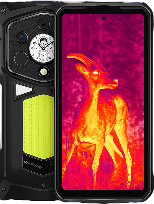 The Ulefone Armor 29 Pro Thermal tough smartphone features a FLIR Lepton thermal imaging camera, a 6.58-inch FHD+ display, a MediaTek Helio G99 processor, a 108MP main camera, a 120Hz refresh rate, a 9600mAh battery, 66W rapid charging, and 5G connection.