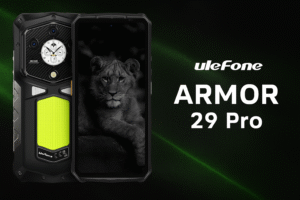 The Ulefone Armor 29 Pro is a tough smartphone featuring a 6.58-inch FHD+ display, 120Hz refresh rate, MediaTek Helio G99 chipset, Android 13, 108MP triple back camera, 9600mAh battery, 66W rapid charging, and a sturdy waterproof design.