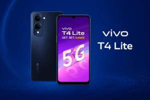 Vivo T4 Lite Smartphone with 6.6-inch FHD+Display, Media Teck Processor, Android 14 Dual rear Camea, long-lasting 5000mAh battery, and smooth 5G connectivity.
