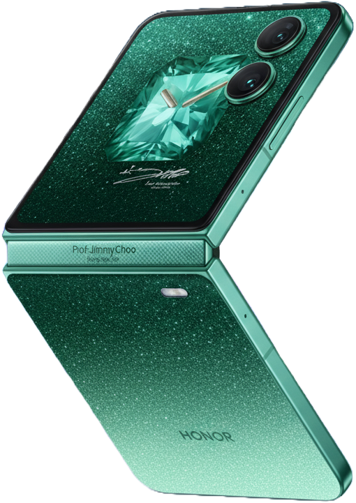 Honor Magic V Flip 2 foldable smartphone with 6.8-inch FHD+ AMOLED main display, 4-inch cover display, Snapdragon 8 Gen 2 processor, 50MP dual camera, 4800mAh battery, and 66W fast charging.