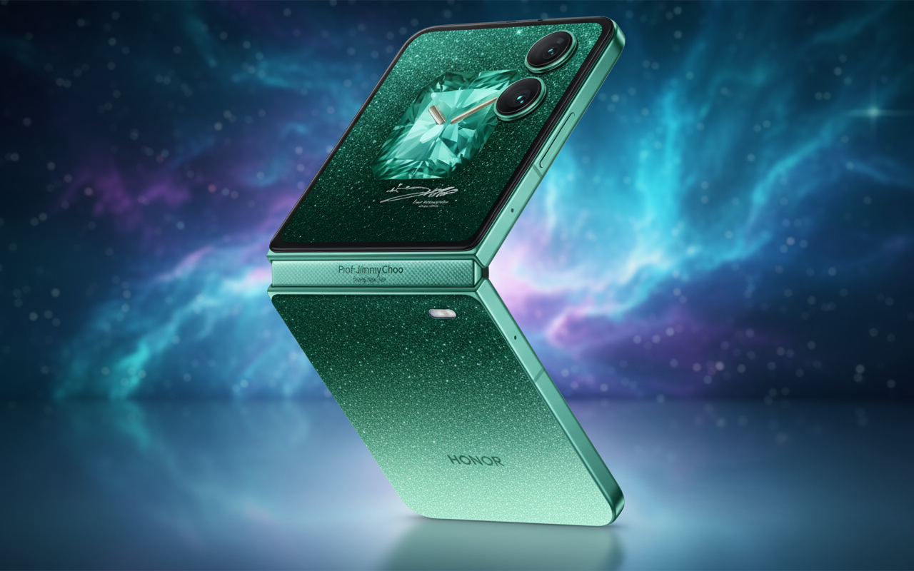 Honor Magic V Flip 2 foldable smartphone with 6.8-inch FHD+ AMOLED main display, 4-inch cover display, Snapdragon 8 Gen 2 processor, 50MP dual camera, 4800mAh battery, and 66W fast charging.