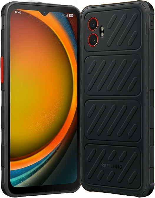 Samsung Galaxy XCover7 Pro rugged smartphone with 6.6-inch FHD+ display, Dimensity 6100+ processor, Android 14, 50MP rear camera, 4000mAh removable battery, and IP68 military-grade durability.