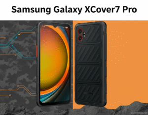 Samsung Galaxy XCover7 Pro rugged smartphone with 6.6-inch FHD+ display, Dimensity 6100+ processor, Android 14, 50MP rear camera, 4000mAh removable battery, and IP68 military-grade durability.