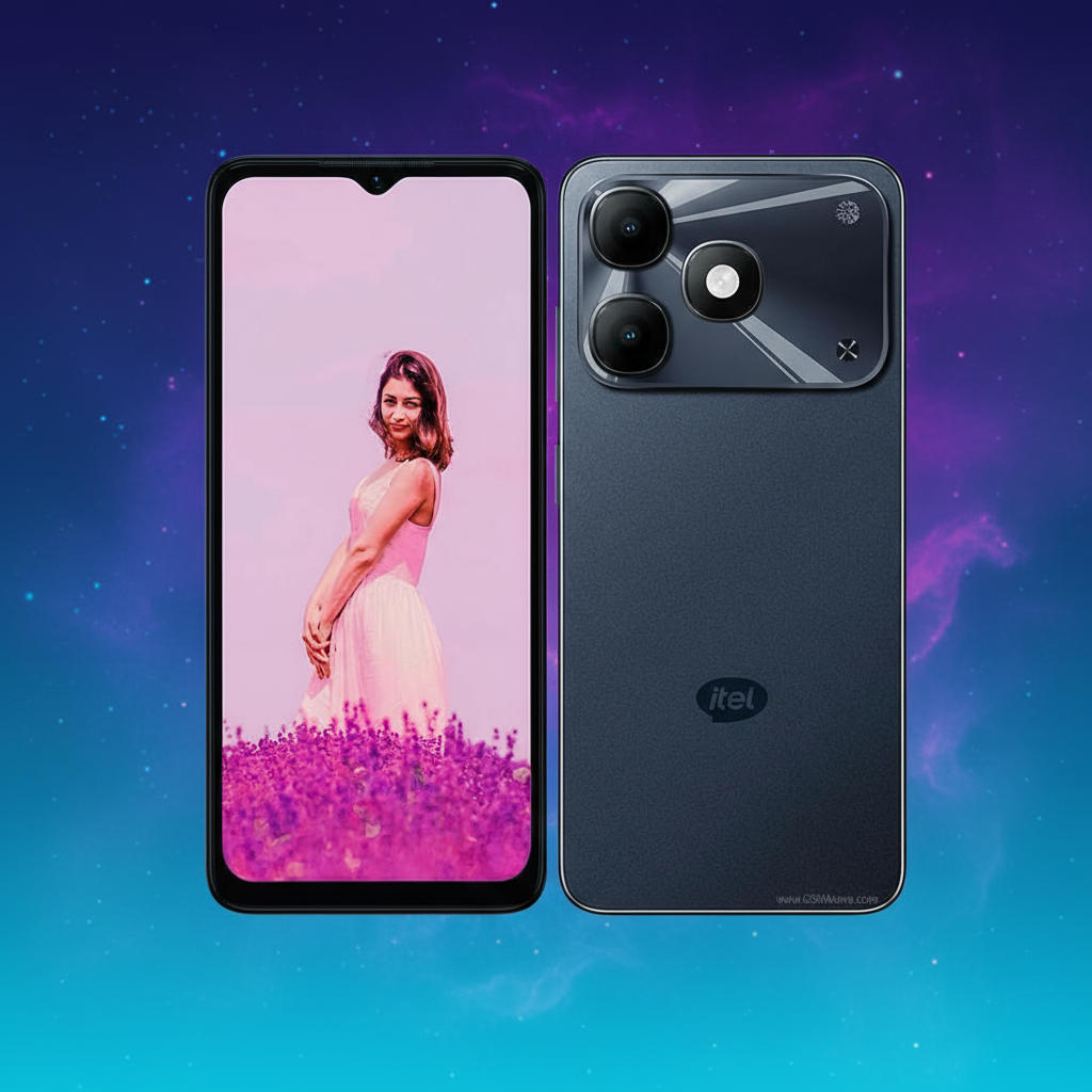 itel A90 Limited smartphone with 6.6-inch HD+ display, Unisoc processor, 8GB RAM (including extended), 128GB storage, 5000mAh battery, and dual AI camera setup.