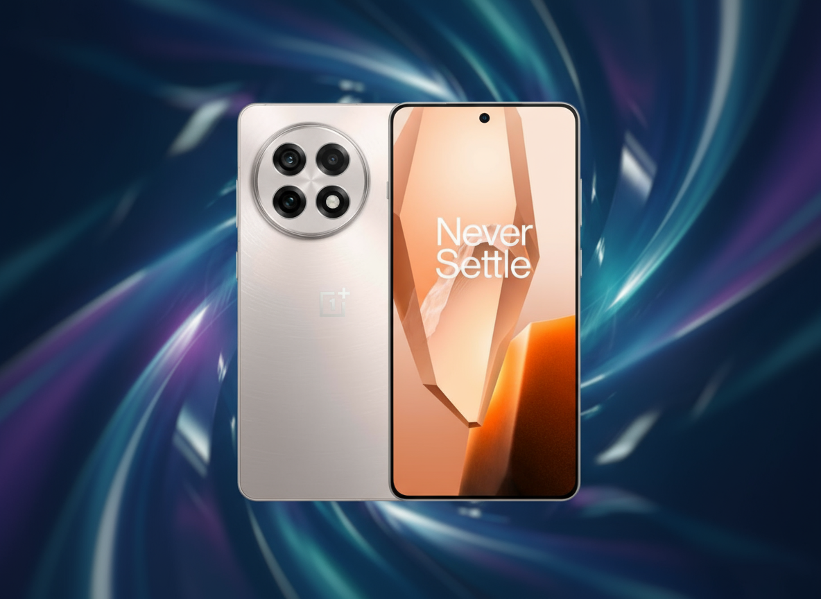 OnePlus 13R smartphone with 6.7-inch AMOLED display, Snapdragon 8 Gen 3 processor, 12GB RAM, 256GB storage, 50MP Sony IMX890 triple camera, and 5500mAh battery with 100W SuperVOOC charging.